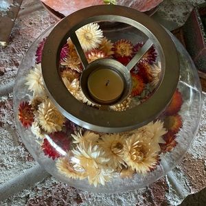 Glass Candle Dried Flower Votive